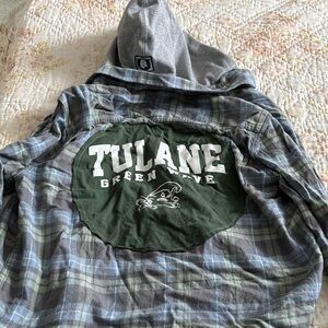 Tulane University Green Wave Plaid Hoodie L